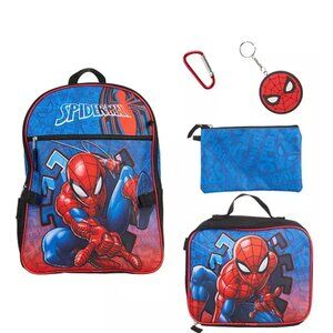 Spiderman Backpack 5-piece set. NWT. Includes Lunchbox